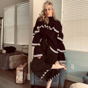 Navy ruffled comfy sweater